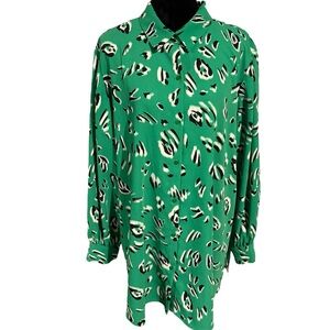 Investments Vibrant Green and Black Blouse